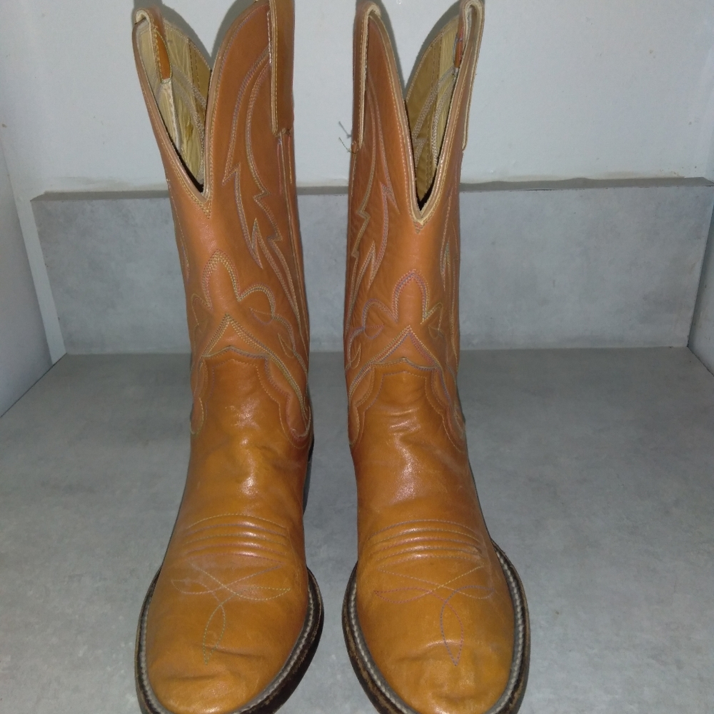 Hill Top Mens Brown Cowboy Pull On sz 8 Embroidery